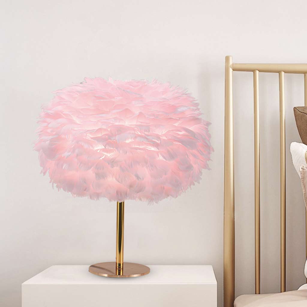 Feather Table Lamp Fairy Bloom for Bedroom, Pink