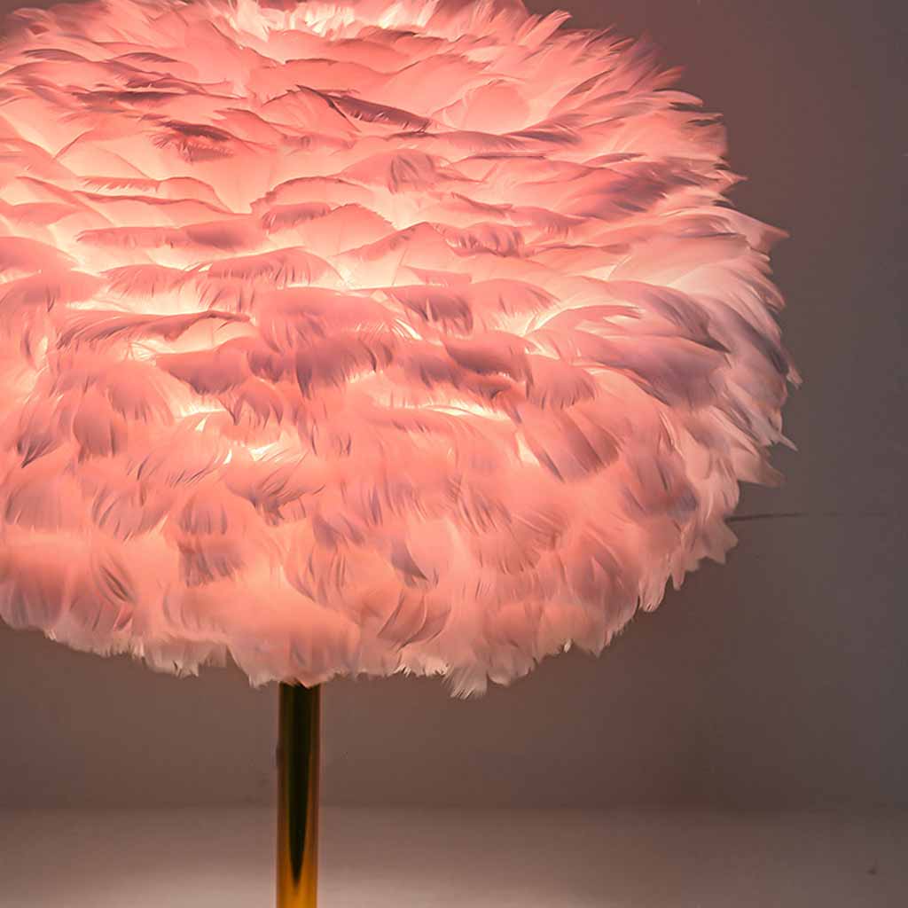 Feather Table Lamp Fairy Bloom for Bedroom, Pink