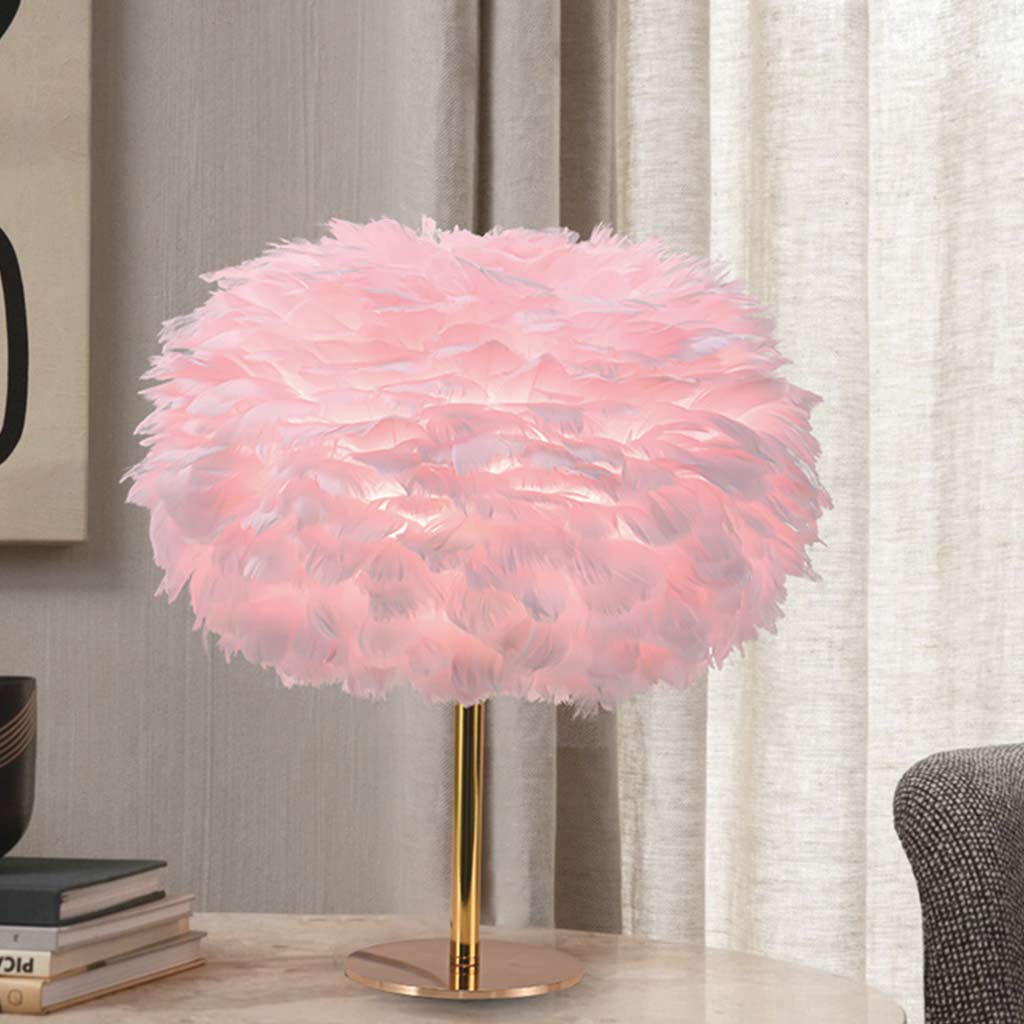 Feather Table Lamp Fairy Bloom for Bedroom, Pink