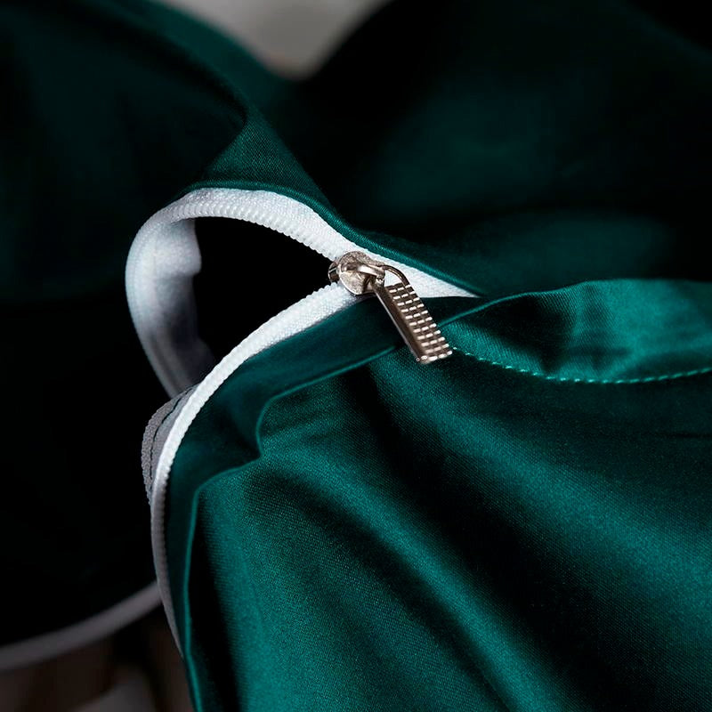 Leila Green Embroidered Edge Egyptian Cotton Bedding Set