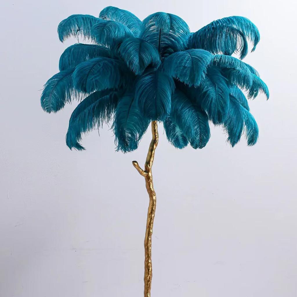 Ostrich Feather Floor Lamp Luxury, 16 Colors/Resin
