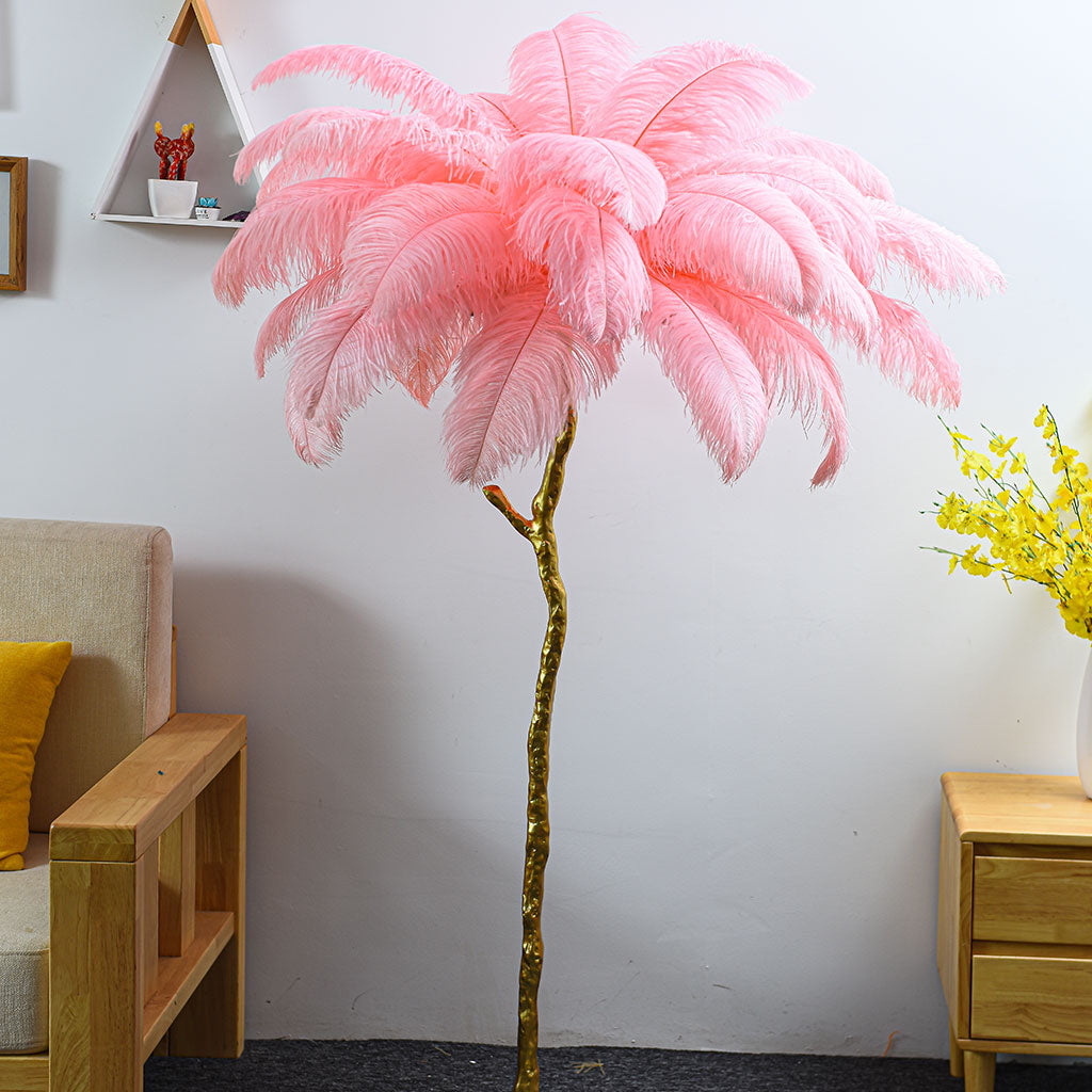Ostrich Feather Floor Lamp Luxury, 16 Colors/Resin
