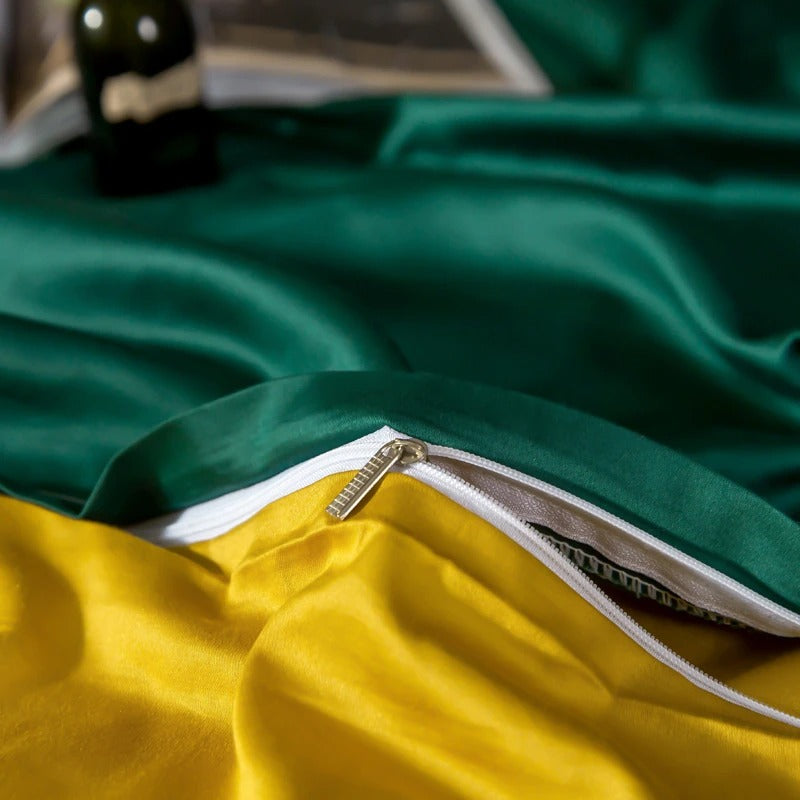 Shemir Emerald Green Gold Reversible Egyptian Cotton Bedding Set