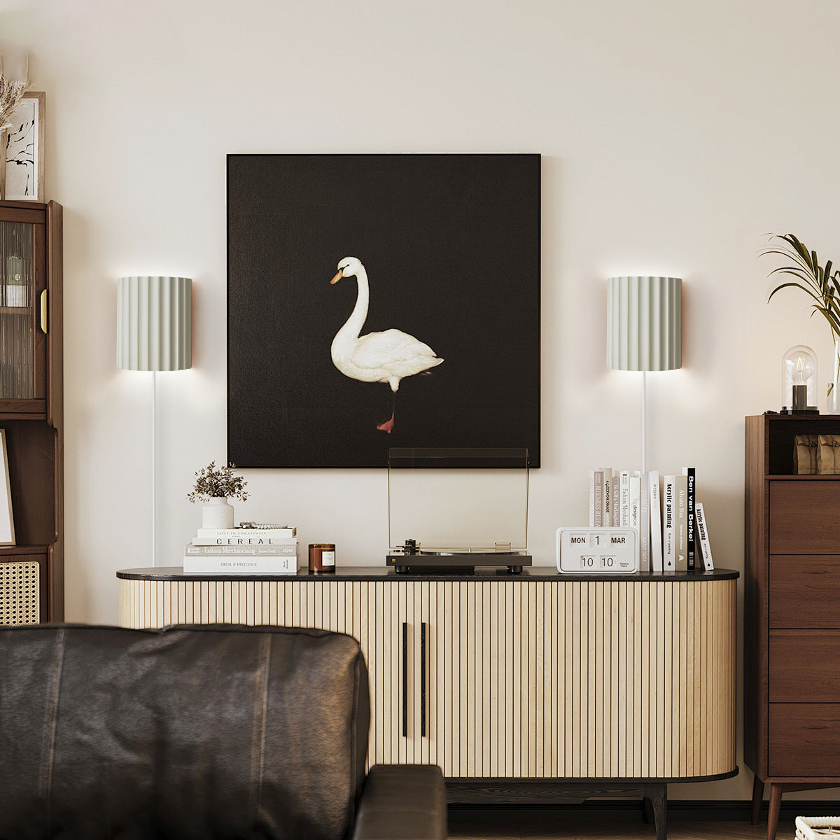 Fluted Resin Plug In Wall Lamp