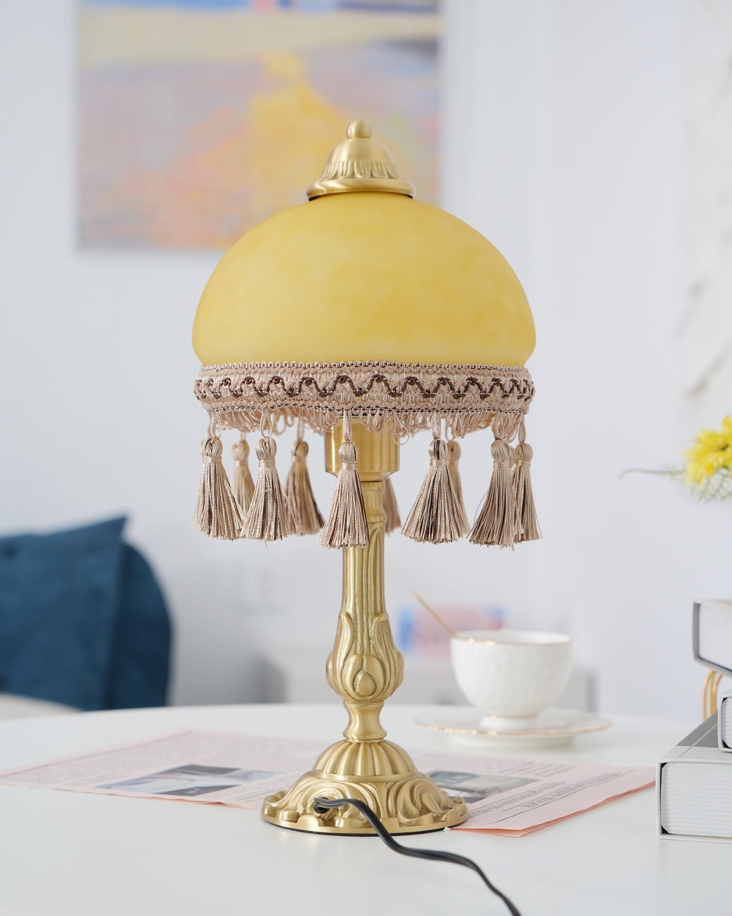 French Tassels Brass Table Lamp