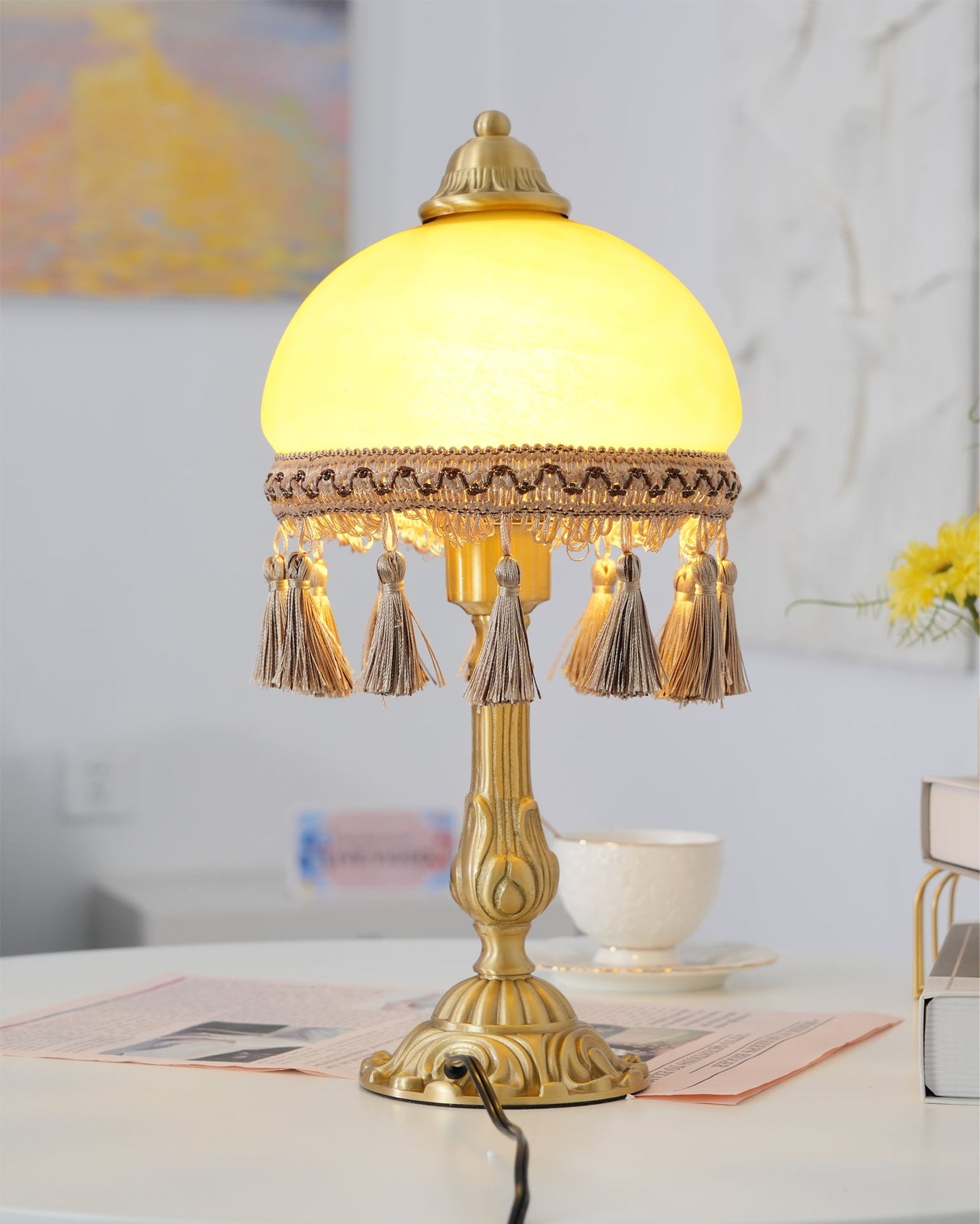 French Tassels Brass Table Lamp