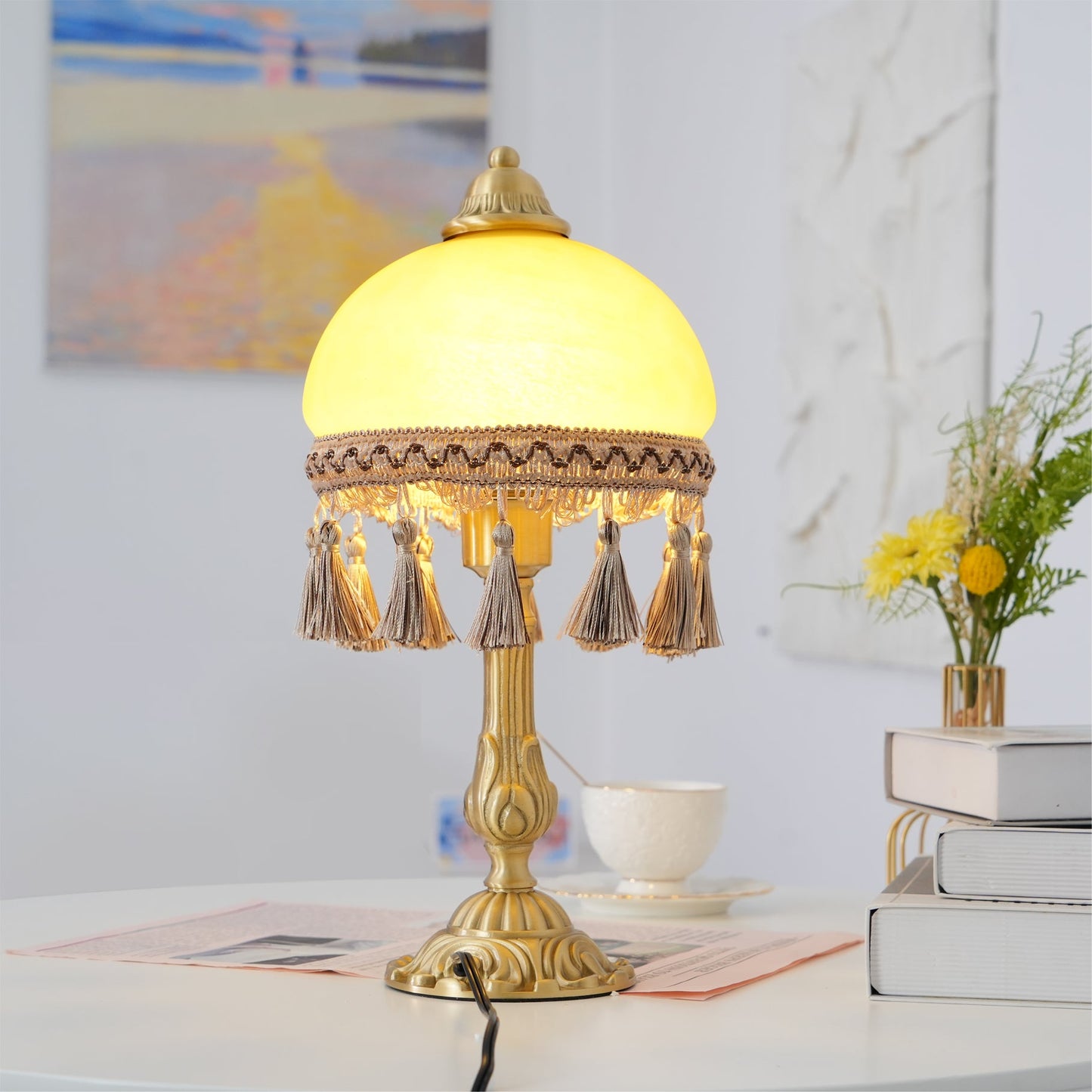 French Tassels Brass Table Lamp