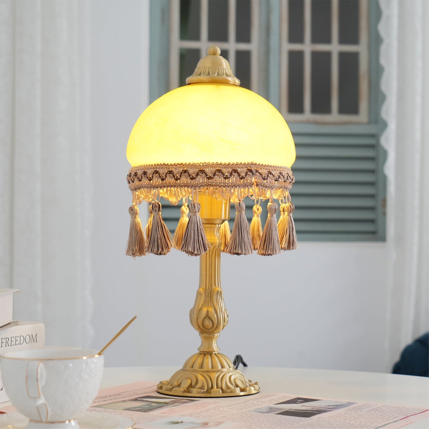 French Tassels Brass Table Lamp