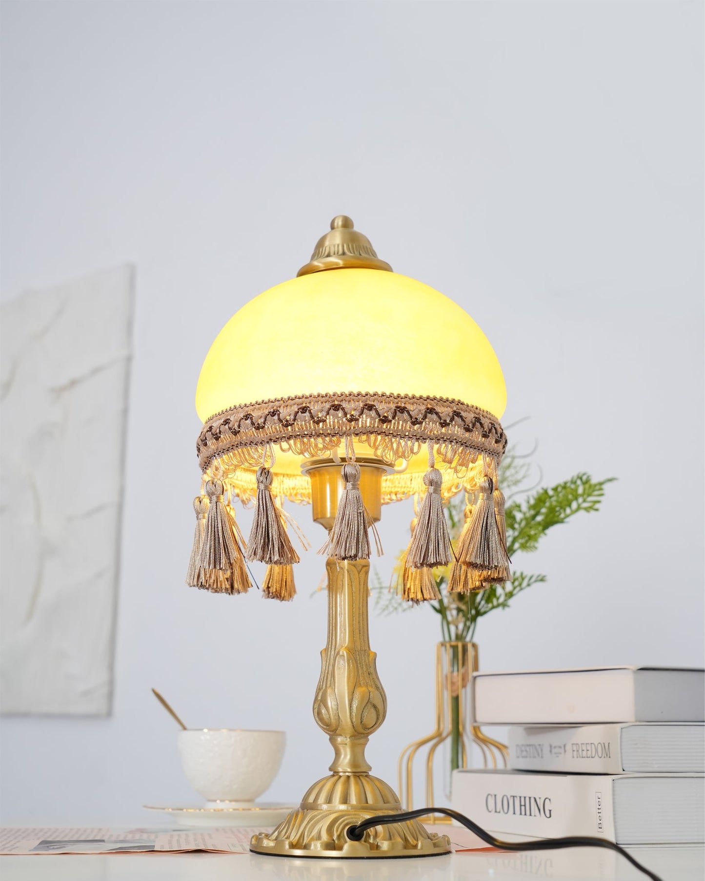 French Tassels Brass Table Lamp