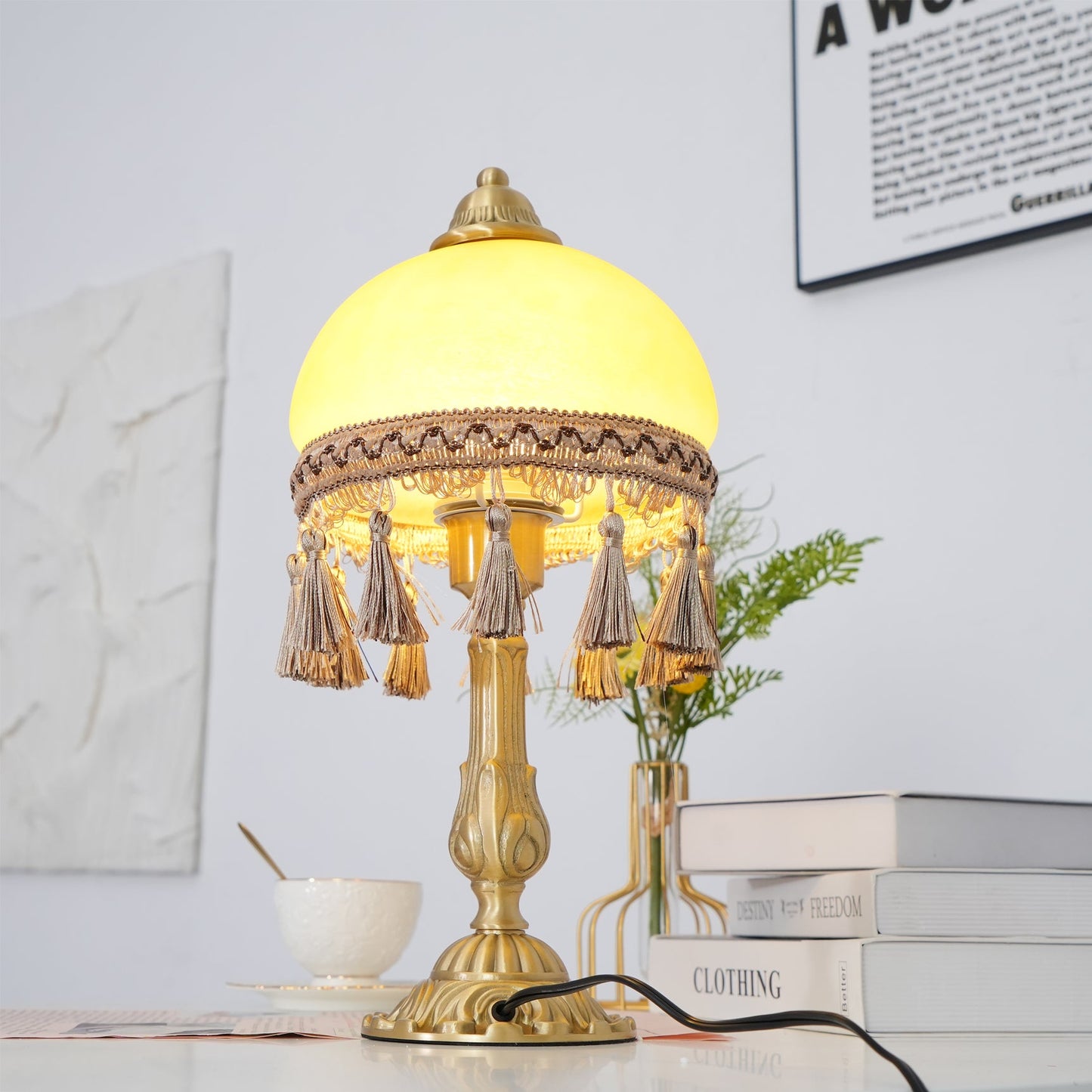 French Tassels Brass Table Lamp
