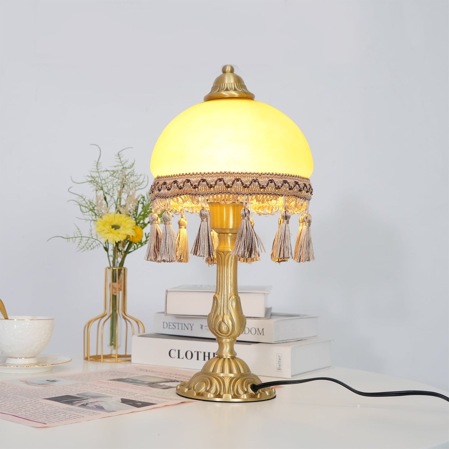 French Tassels Brass Table Lamp