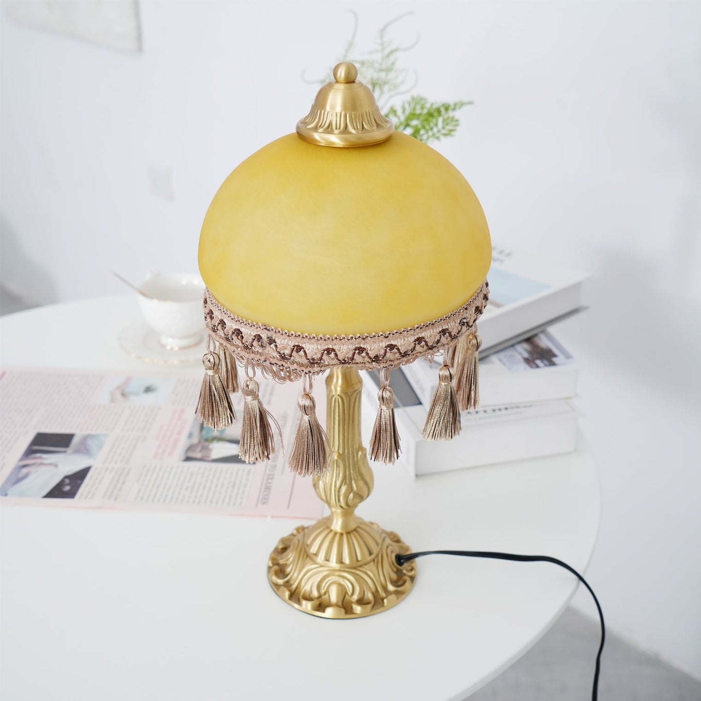 French Tassels Brass Table Lamp