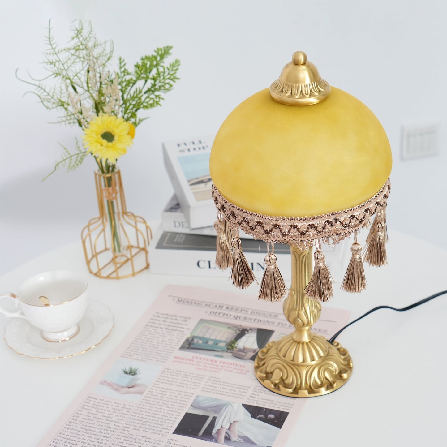 French Tassels Brass Table Lamp