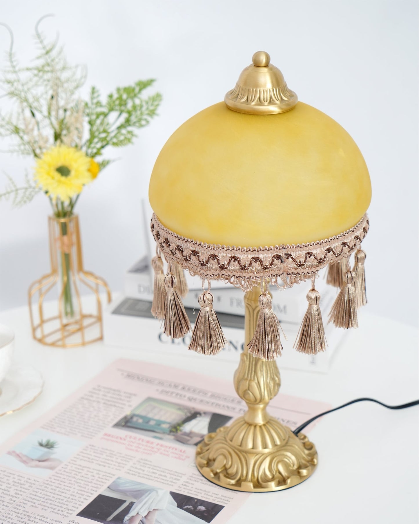 French Tassels Brass Table Lamp