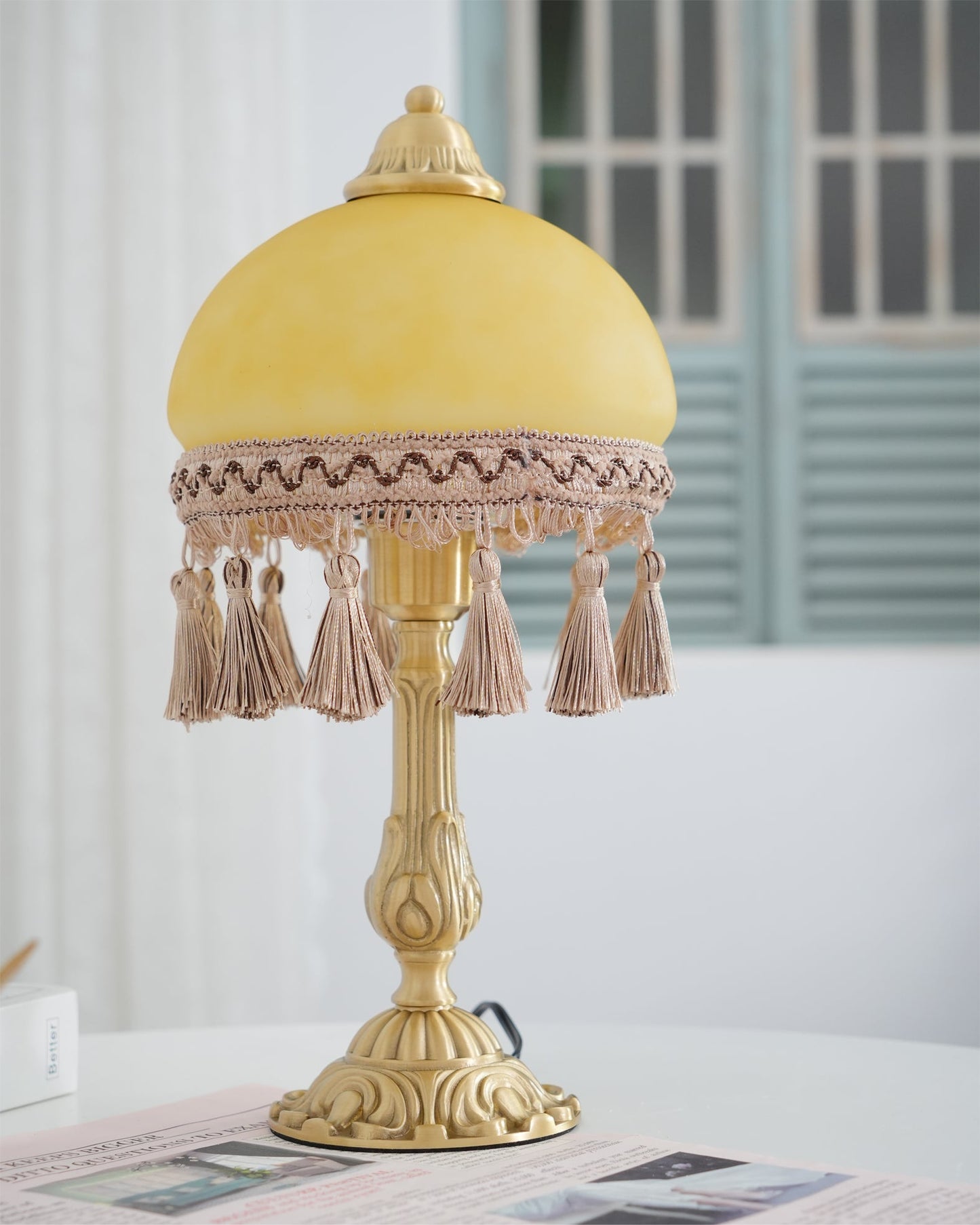French Tassels Brass Table Lamp