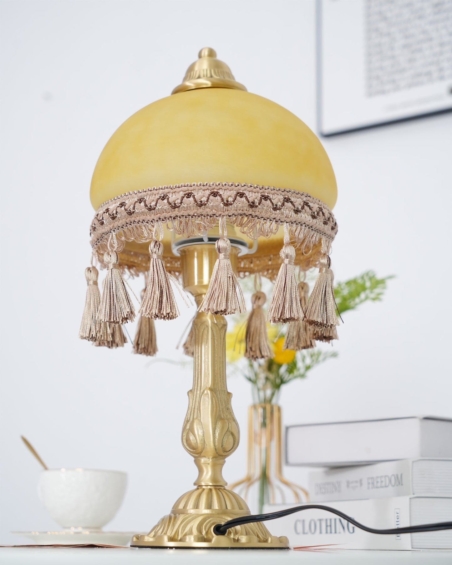 French Tassels Brass Table Lamp