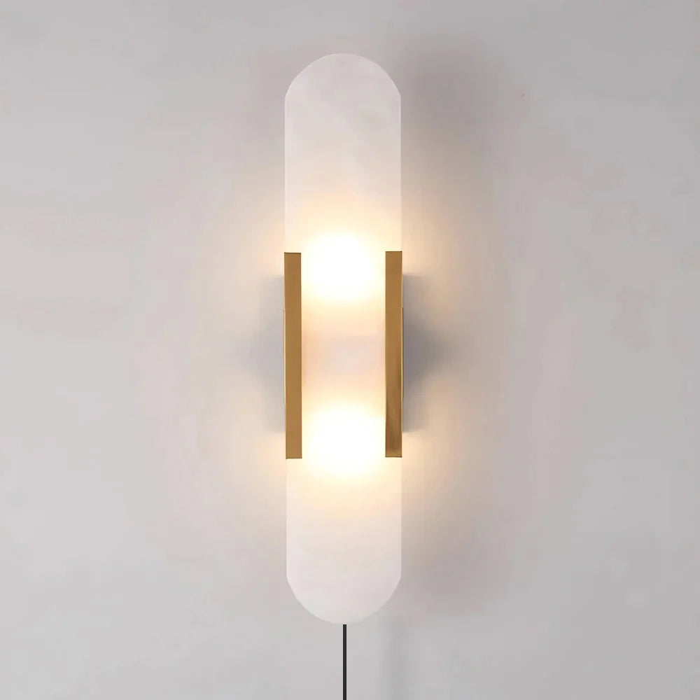Geometric Harmony Alabaster Plug In Wall Lamp
