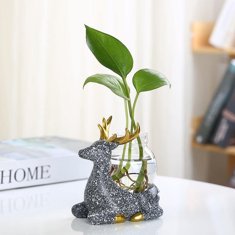 HomeQuill‚Ñ¢ Hydroponic Deer Vase - Nordic Side - 