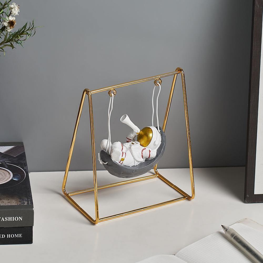 HomeQuill‚Ñ¢ Mini Astronaut on a Swing Figurine - Nordic Side - 