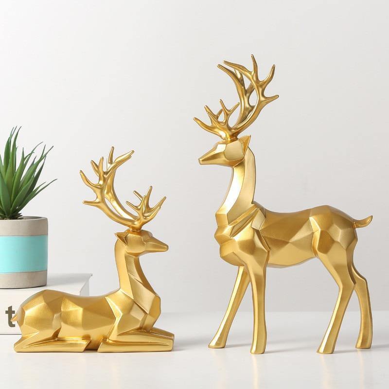 HomeQuill‚Ñ¢ Modern Geometric Deer Tabletop - Nordic Side - 