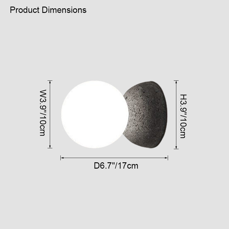 WOMO White & Black Glass Globe Wall Sconce-WM6103