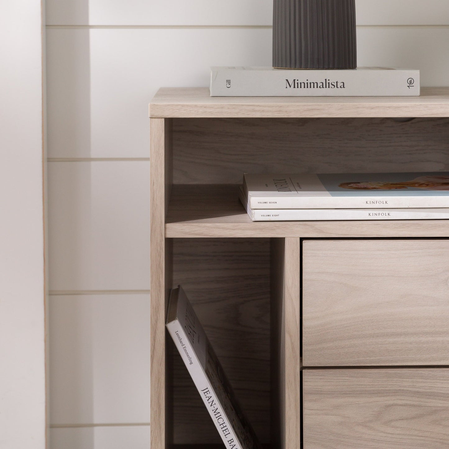 Eadric - Modern Nightstand with Drawers and Shelves Birch