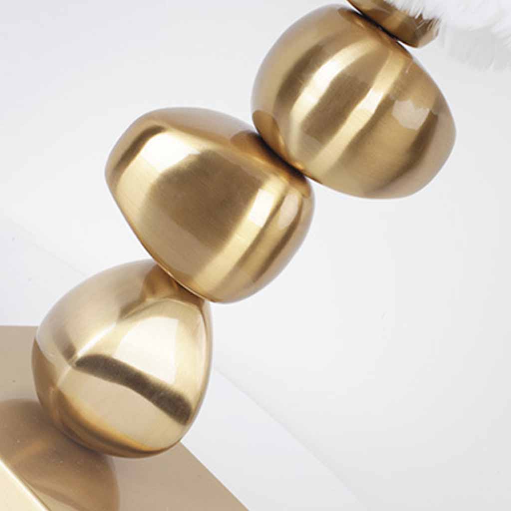 Feather Table Lamp Unique Metal Pebble for Bedroom, White