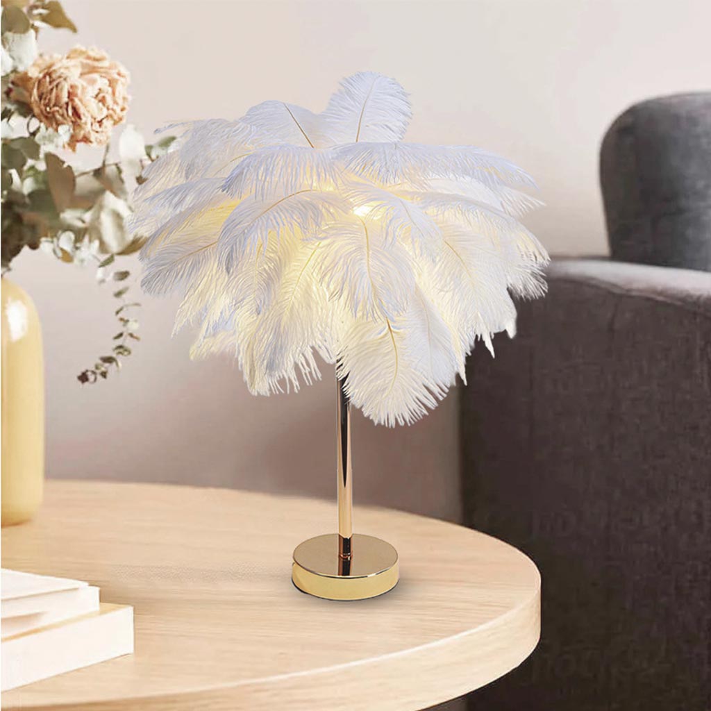 Ostrich Feather Table Lamp Elegant