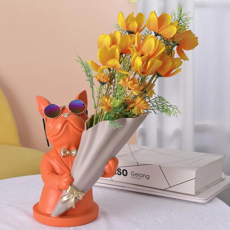 French Frenchie Flower Vase Decor