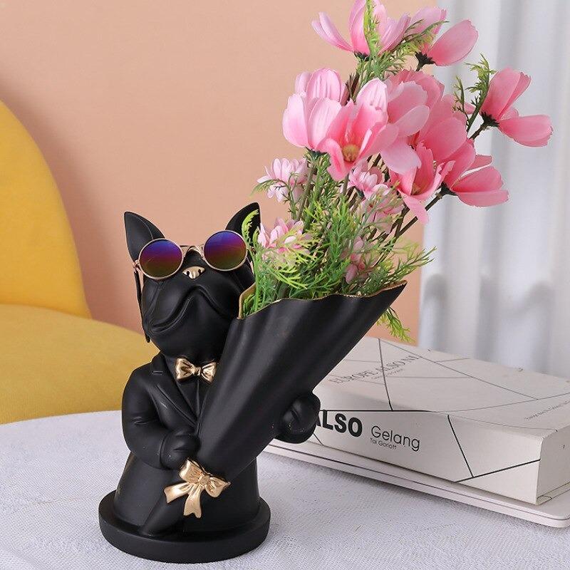 French Frenchie Flower Vase Decor