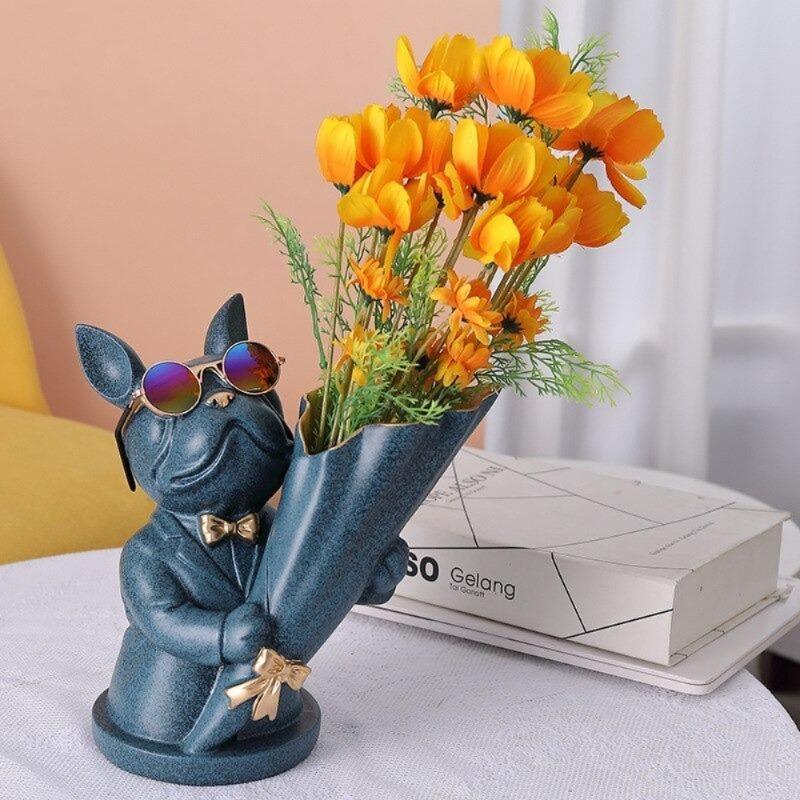 French Frenchie Flower Vase Decor