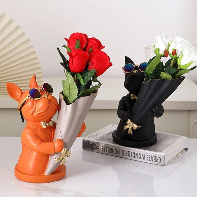 French Frenchie Flower Vase Decor