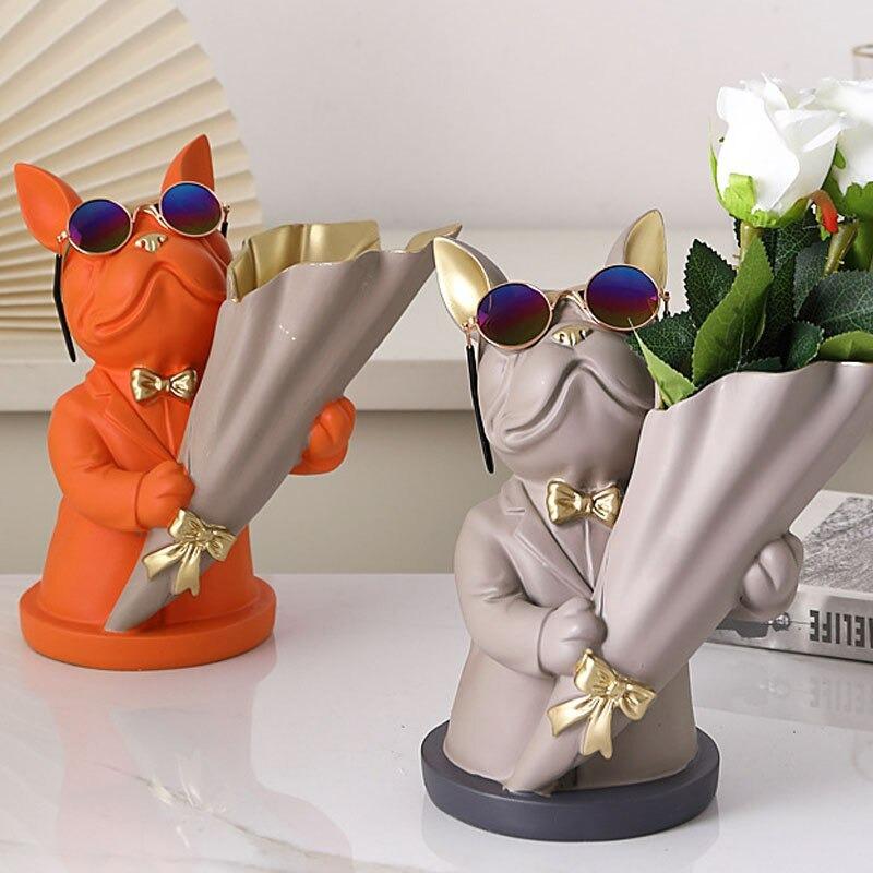 French Frenchie Flower Vase Decor