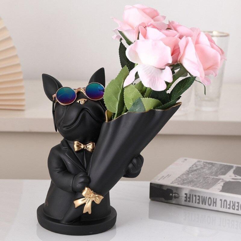 French Frenchie Flower Vase Decor