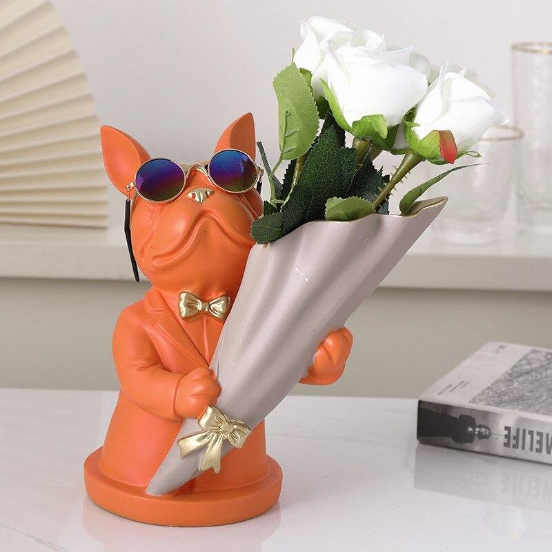 French Frenchie Flower Vase Decor