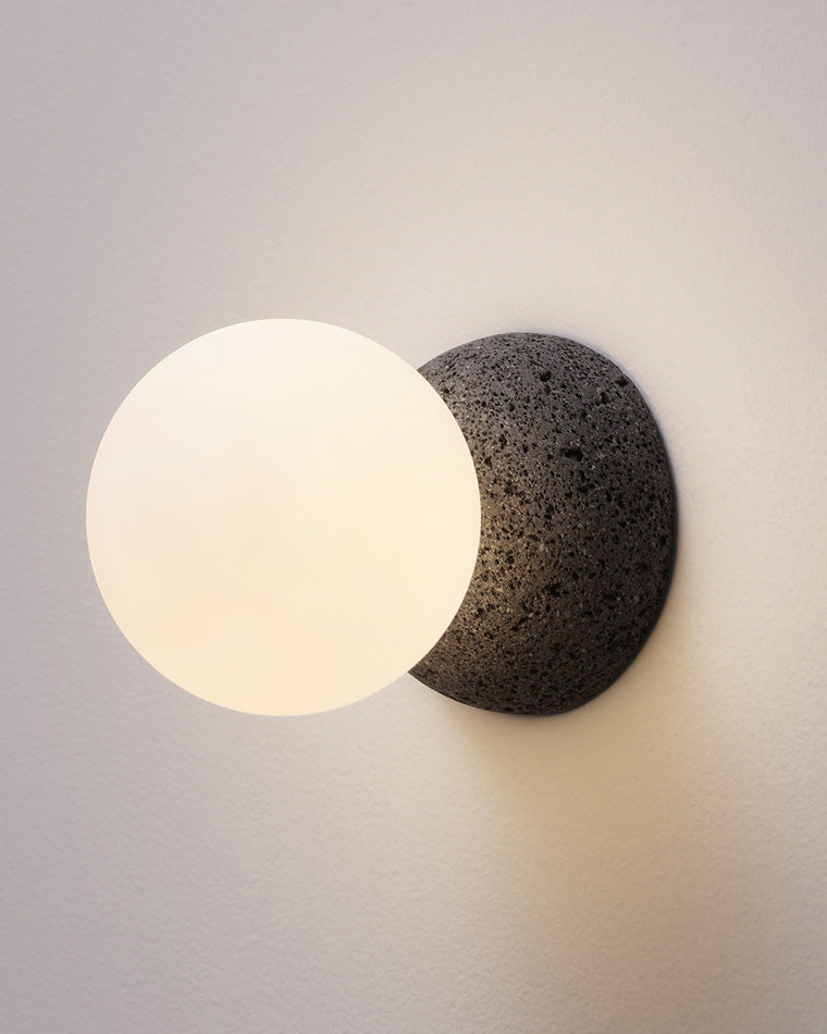 WOMO White & Black Glass Globe Wall Sconce-WM6103