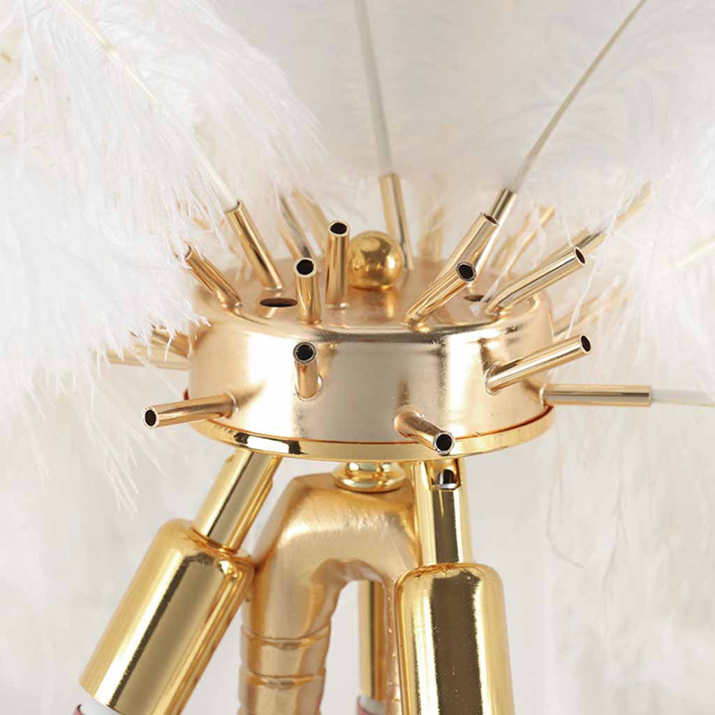 Table Lamp Ostrich Feather Unique Bird Feet, White