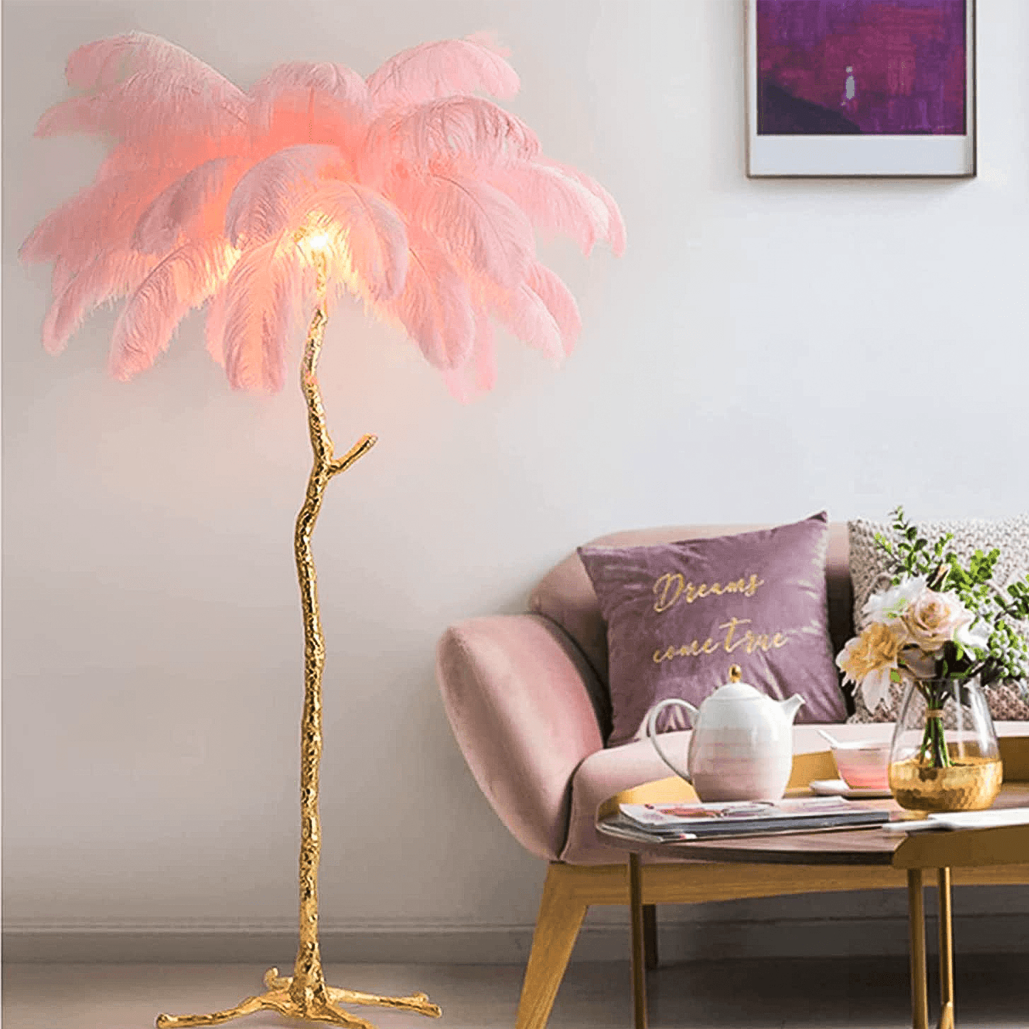 Ostrich Feather Floor Lamp