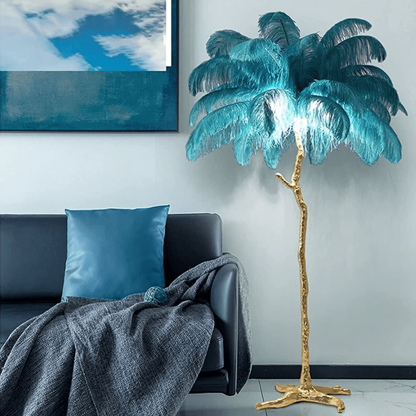Ostrich Feather Floor Lamp
