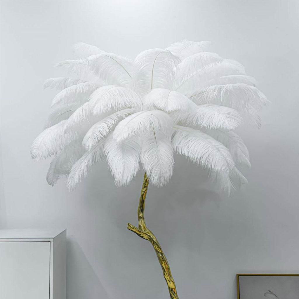 Ostrich Feather Copper Brass Tree Floor Lamp Luxury 70", 4 Colors