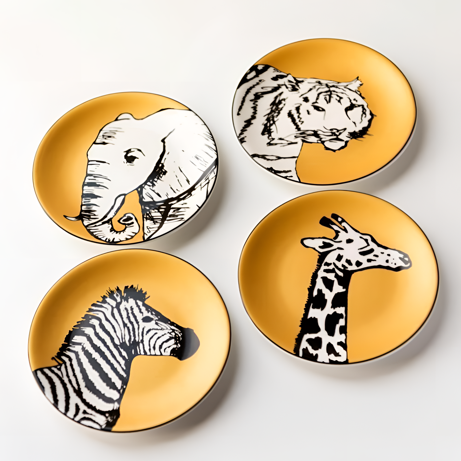 6-Inch Golden Animal Ceramic Plates | Tableware | NordicAbode.com