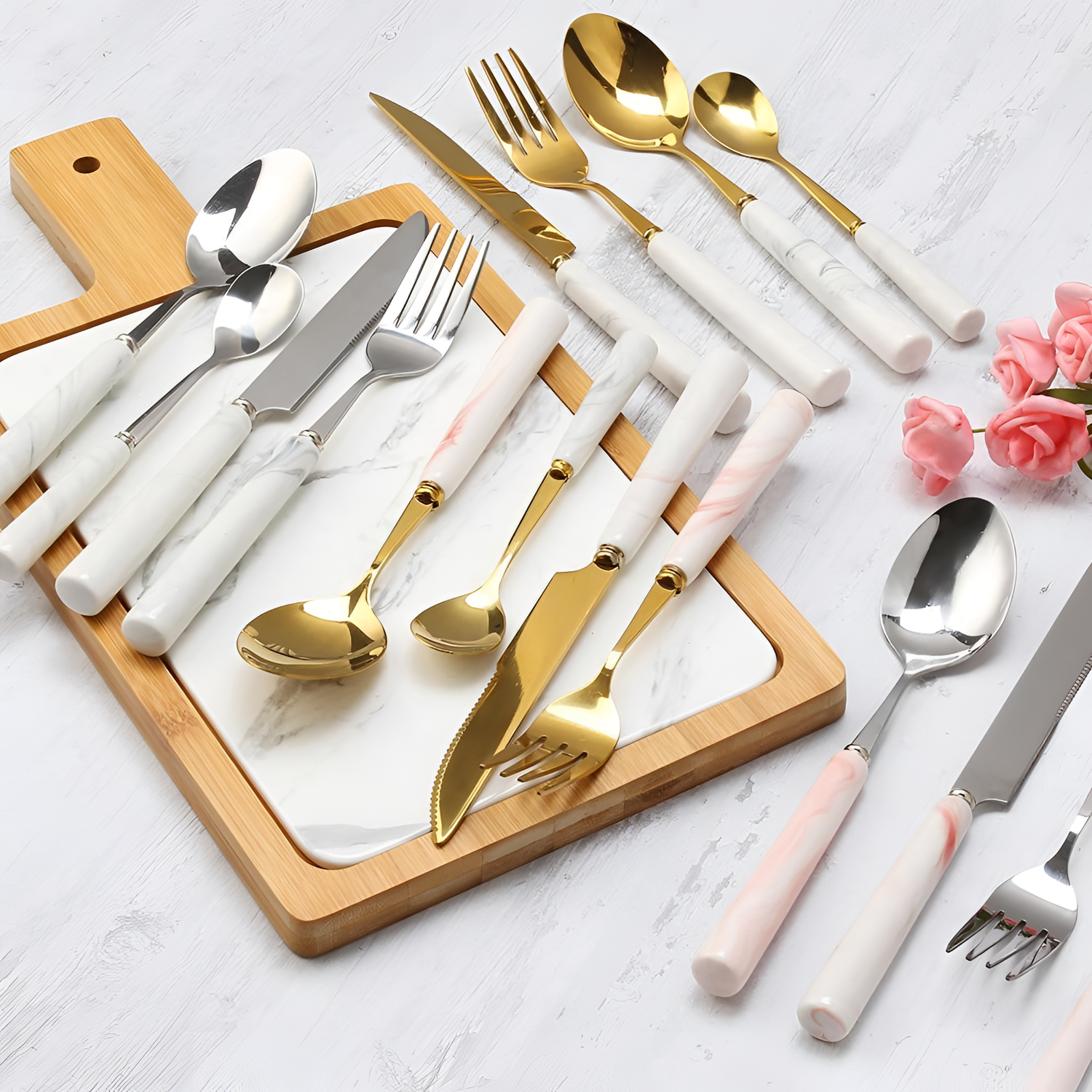 Marbled Ceramic Cutlery Set | Dining | NordicAbode.com