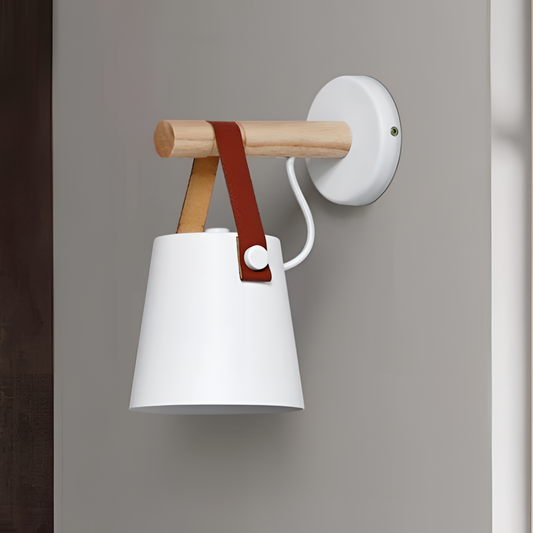 Leather White Wall Lamp with Leather Strap | Lighting | NordicAbode.com