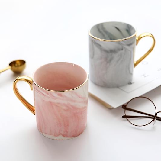 Gold Marble Mugs with Gold Handles | Drinkware | NordicAbode.com