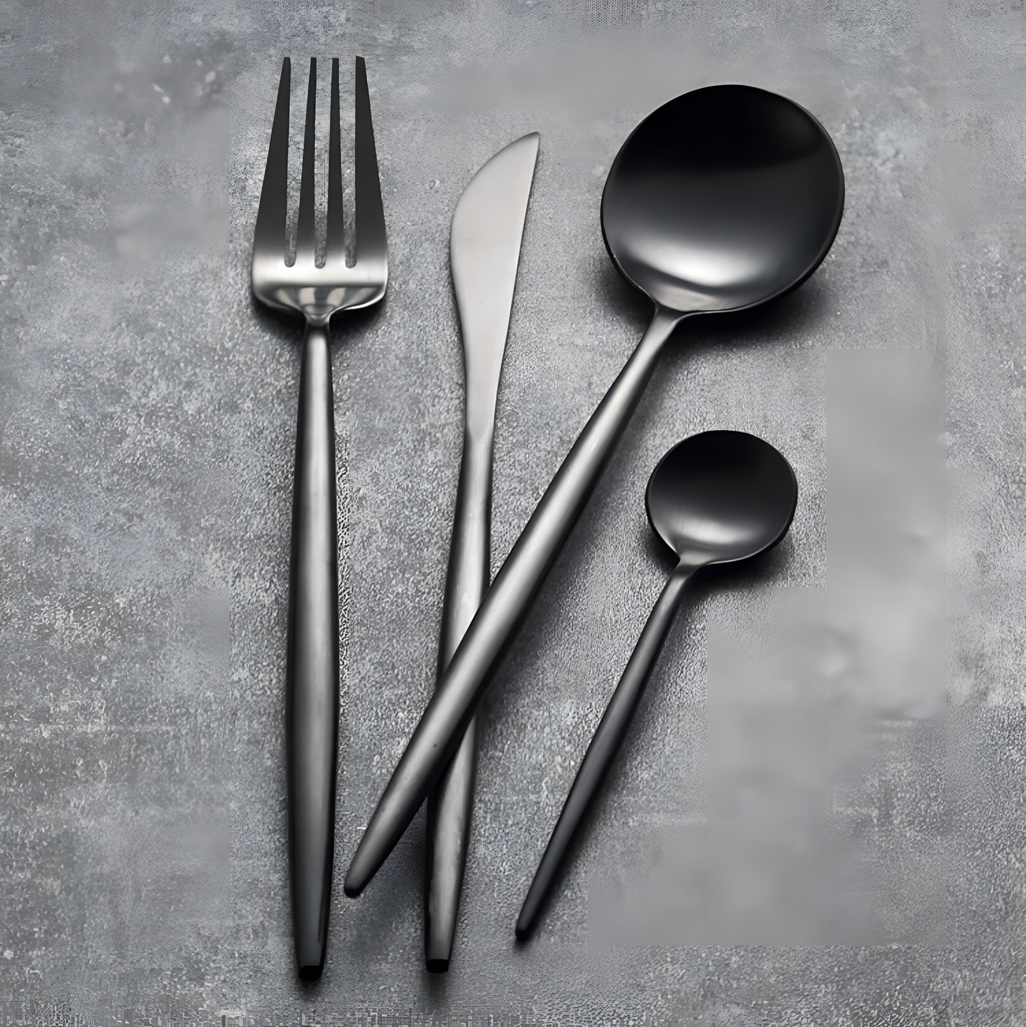 4 Psc Black Cutlery Set | Tableware | NordicAbode.com