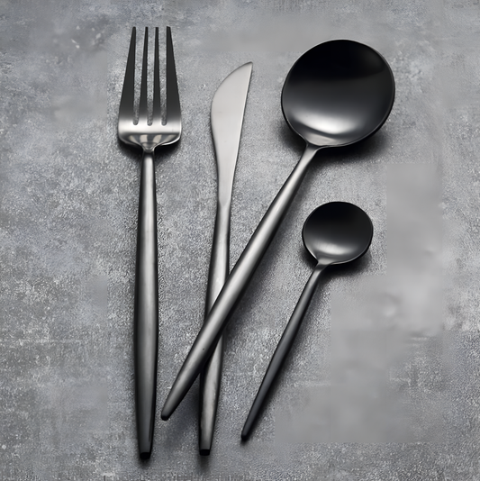 4 Psc Black Cutlery Set | Tableware | NordicAbode.com