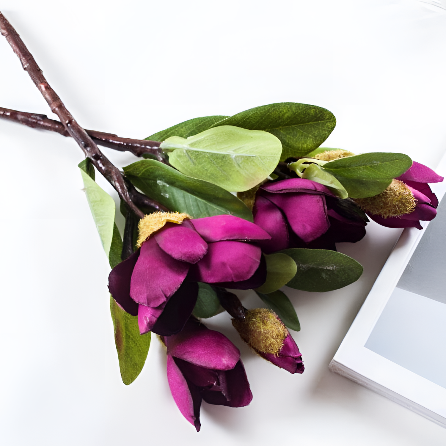 Artificial Magnolia Artificial Flowers - 2 Pieces | Floral Decor | NordicAbode.com