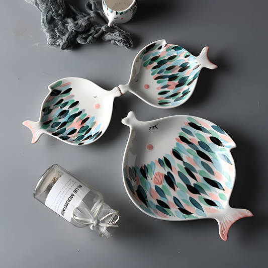 Kissing Glossy Ceramic Fish Plates | Tableware | NordicAbode.com