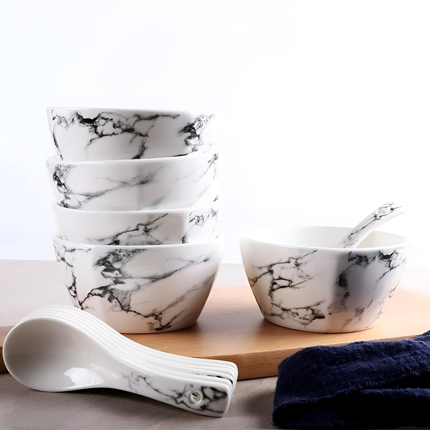 Marble Ceramic Bowl & Spoon | Dining | NordicAbode.com