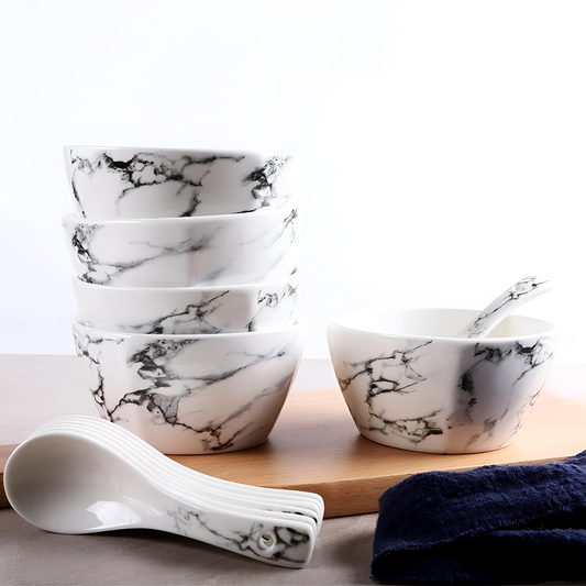 Marble Ceramic Bowl & Spoon | Dining | NordicAbode.com